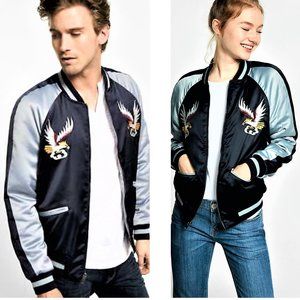 S Embroidered Eagle EXPRESS Satin Bomber JACKET Coat Men’s Women’s Unisex NEW